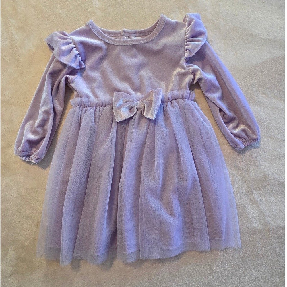 RZ by‎ Rachel Zoe Baby Dress Lavender Velvet Tulle Bow Spring Dress 12M